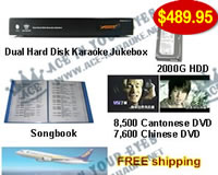 Dual Hard Disk Karaoke Jukebox with cantonese dvd and chinese dvd 