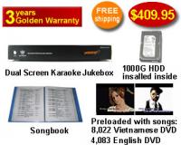 Single/Dual Screen karaoke player-Single HDD(DS02-1HDD) With Vietnamese dvd and english dvd  songs