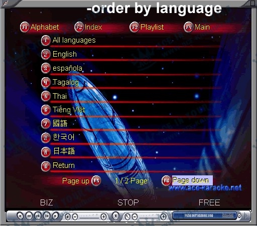 language menu